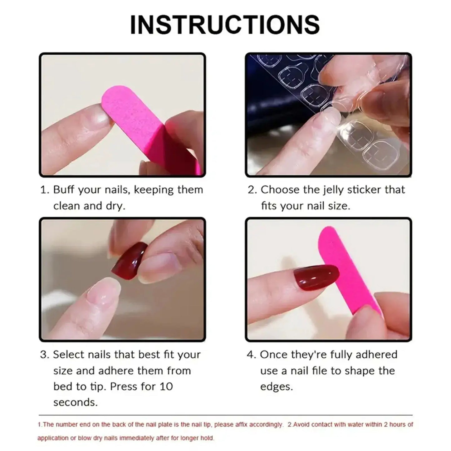 Press On Nails | Wine Red Blush | Flower Print | 24 Piece Set