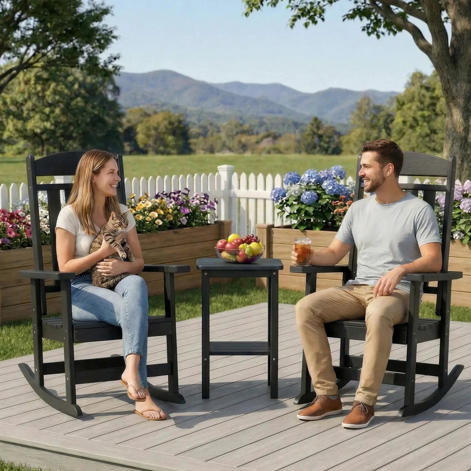 FOOWIN 2pcs Oversized High Back Outdoor Patio Rocking Chair All Weather HDPE Porch Rocker Adult Garden Lawn Indoor from PriceLows™