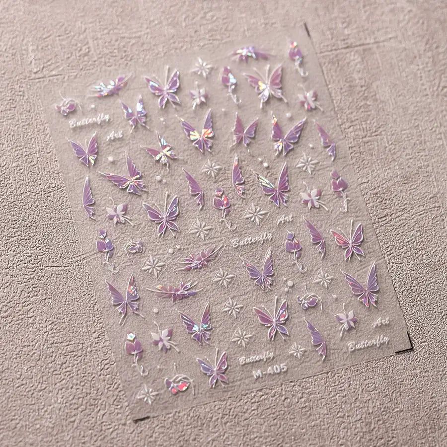 1Pcs 5D Embossed Aurora Butterfly Nail Art Stickers Self Adhesive Decals For Nails Decoration DIY 3D Acrylic Nail Supplies Parts from PriceLows™