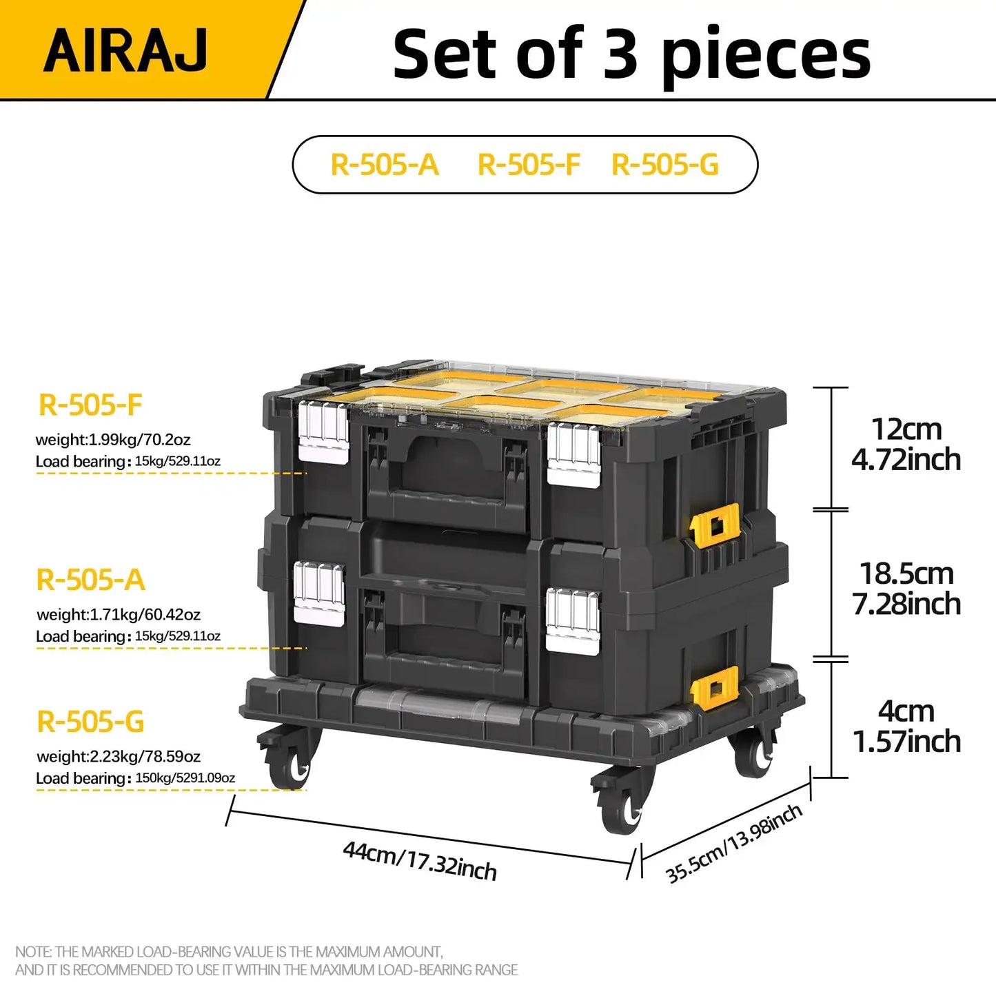 AIRAJ MultiFunctional Tier Stackable Rolling Plastic Portable Folding Tool Storage Box , Suitable for Garage Storage from PriceLows™