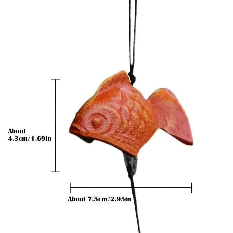 Cast Iron Japanese Koi Fish Wind Chime Small Outdoor Feng Shui Temple Bell Garden Lawn Patio Decor Battery-Free No Power Needed from PriceLows™