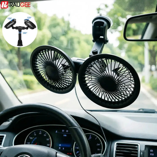 Car Fan | Dual Head USB | 360 Degree Rotatable | One Size from PriceLows™