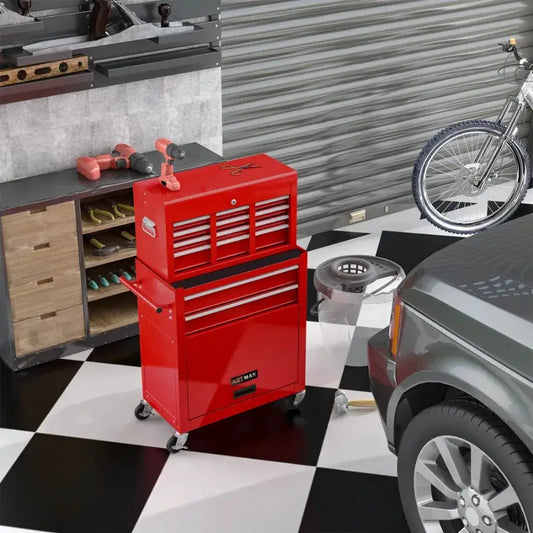 High Capacity Rolling Tool Chest with Wheels and Drawers, 8-Drawer Tool Storage Cabinet--RED from PriceLows™