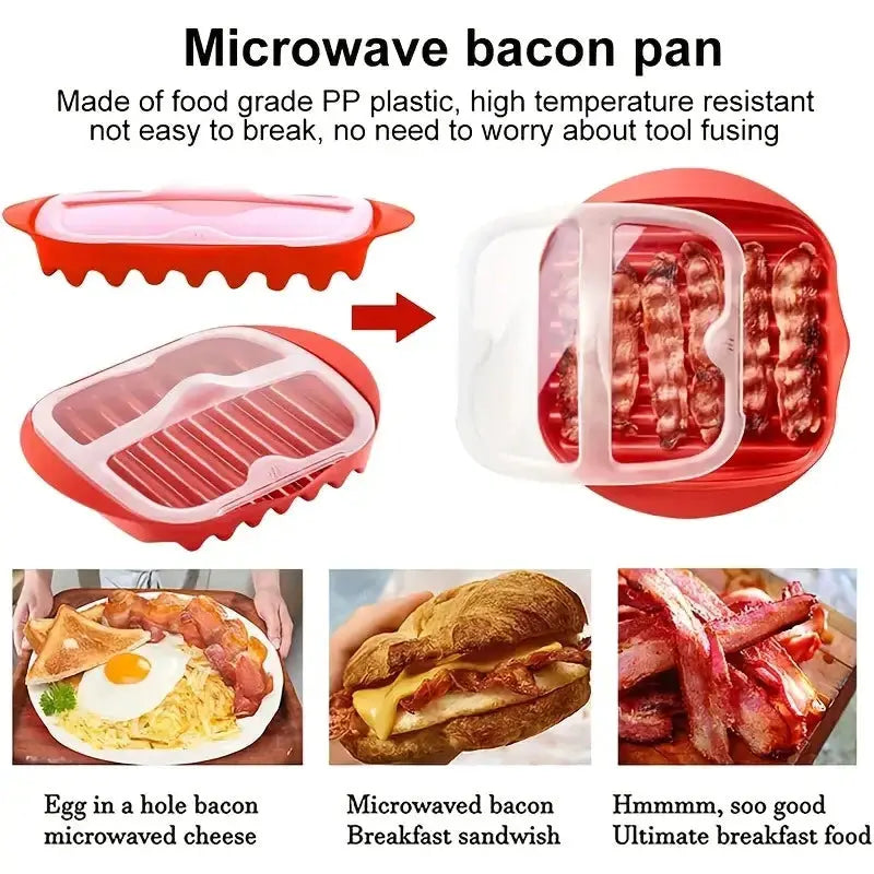 Microwave Bacon Tray | With Splatter Lid | Silicone Nonstick | One Size