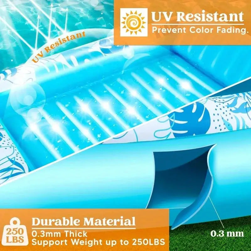Inflatable Pool Float | 70 x 46 Inch | Removable Headrest | 4 In 1 Suntan Tub