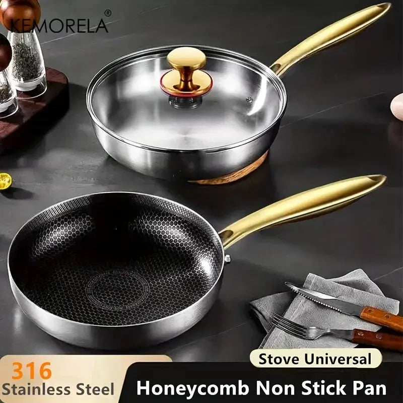 Stainless Steel Wok Pan | 316 Stainless Steel | Nonstick Honeycomb | Standard