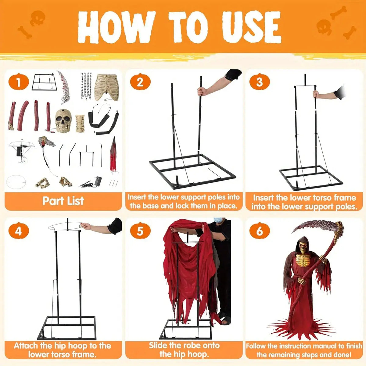 7FT Animated Grim Reaper | Infrared Sensor | Auto Activation | Outdoor Prop