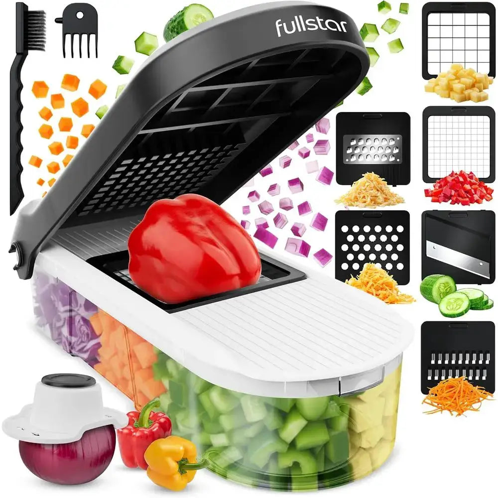 Vegetable Chopper | With Container | Stainless Steel Blades | White and Black