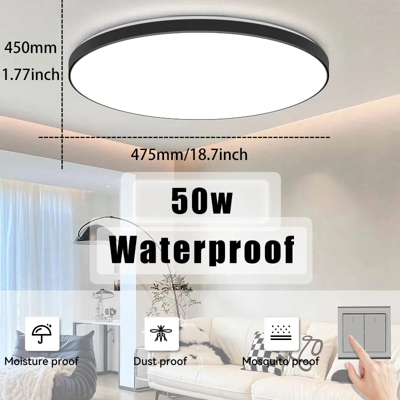 Waterproof LED Ceiling Light | 30W-40W | 220V | Black
