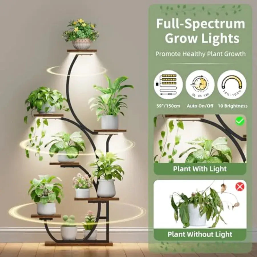 Plant Stand Indoor with Grow Lights - Lighted Indoor Plant Shelf, 57" 7 Tier Corner Plant Stands for Indoor Growing, Tall Flowe from PriceLows™