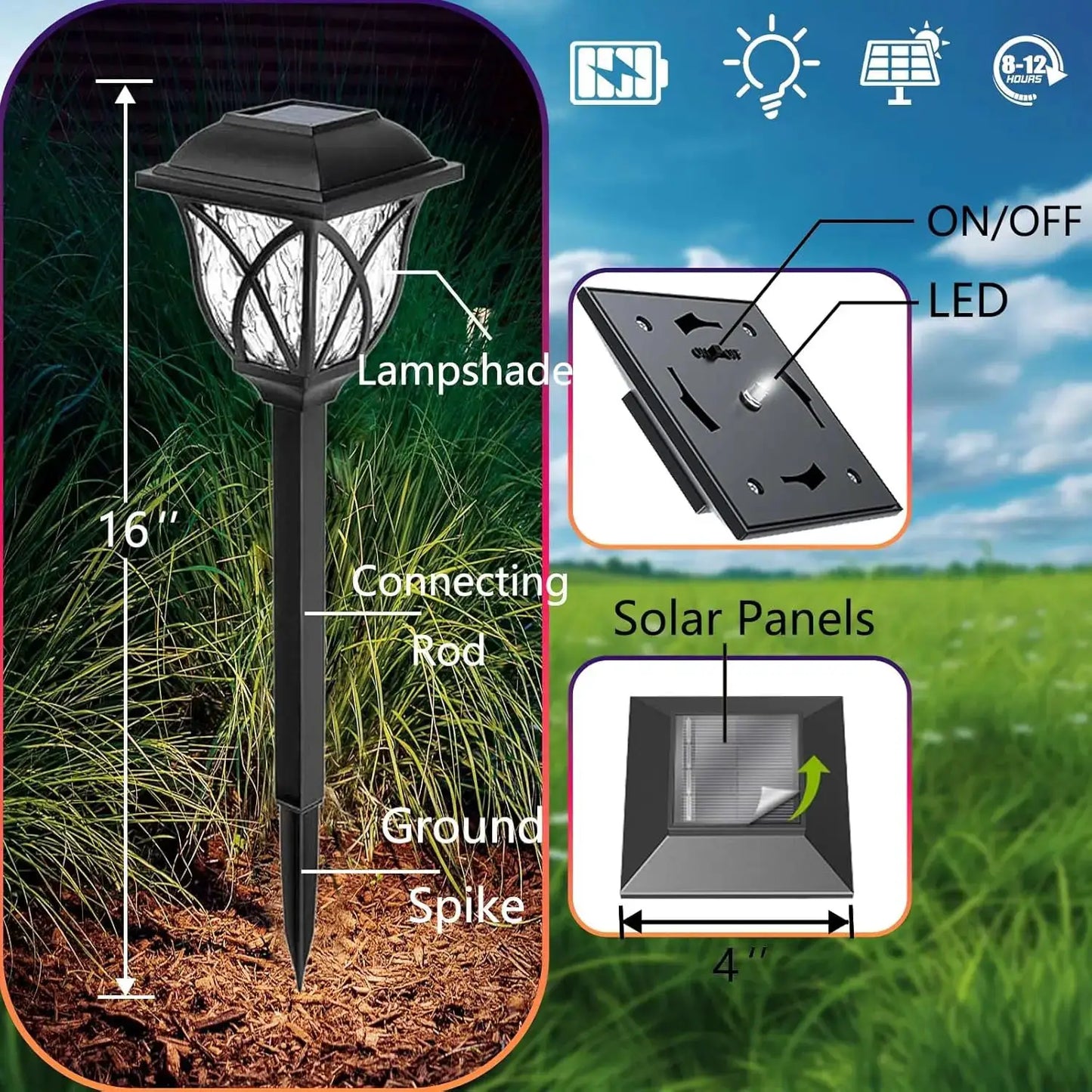 1-10Pack Solar Yard Lights Bright Lawn Lights Outdoor Waterproof Led Solar Pathway Lights Landscape Path Lights from PriceLows™