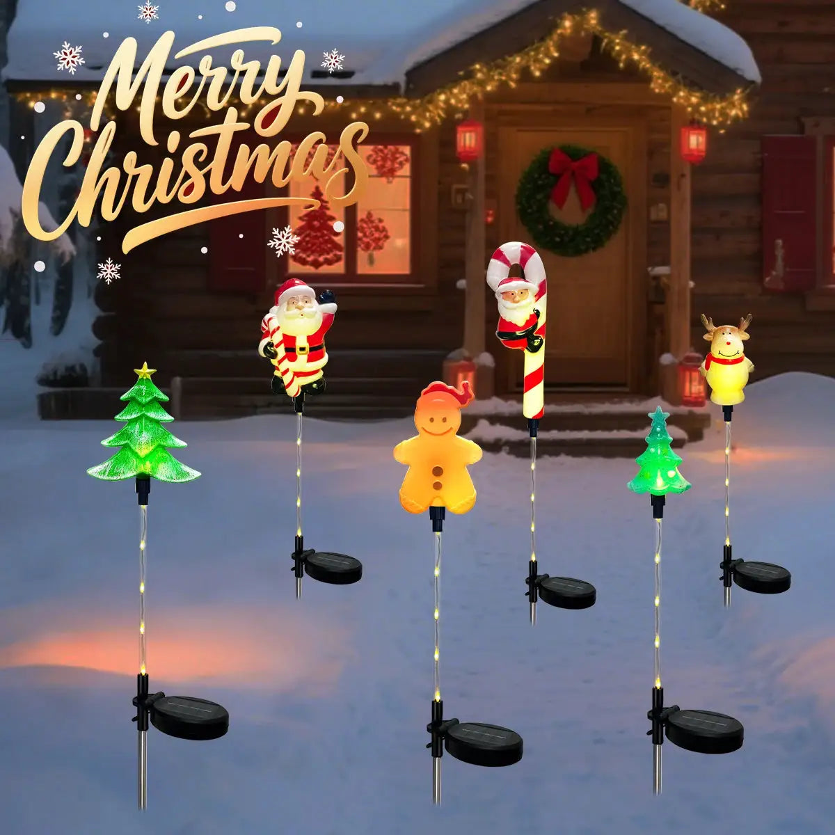 Solar Christmas Garden Stake Lights | 8 Lighting Modes | Holiday Decor