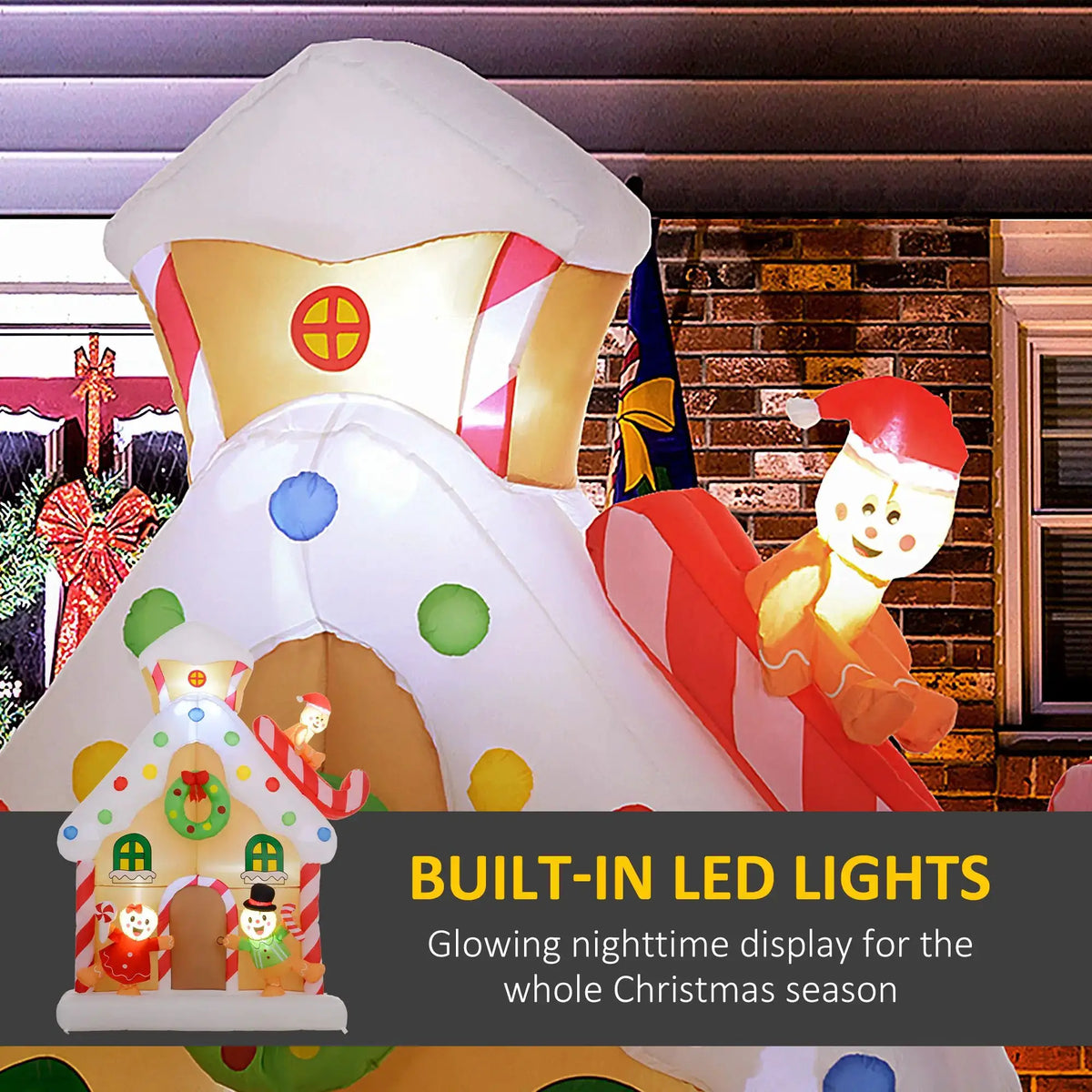 Inflatable Gingerbread House | 7 Ft | Led Lighting | Indoor Yard