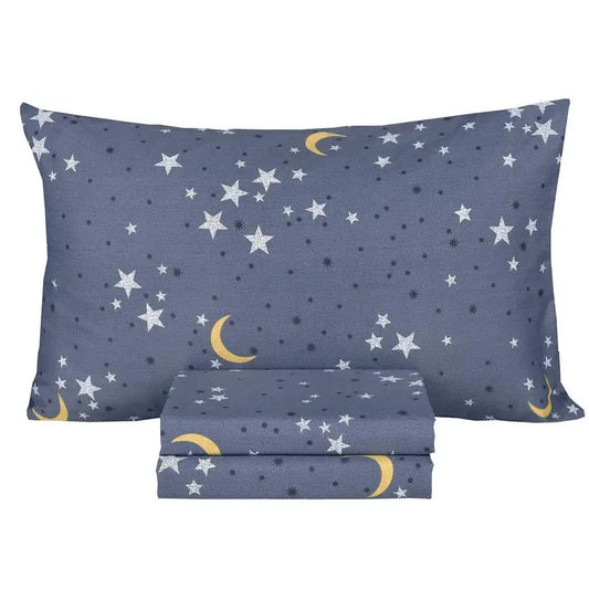 Moon amp Stars Boys Girls 100 Cotton 3 Pcs Twin Bed Sheet Set Kids Toddler Teen, Flat Sheet amp Fitted Sheet amp Pillowcase Kids from PriceLows™