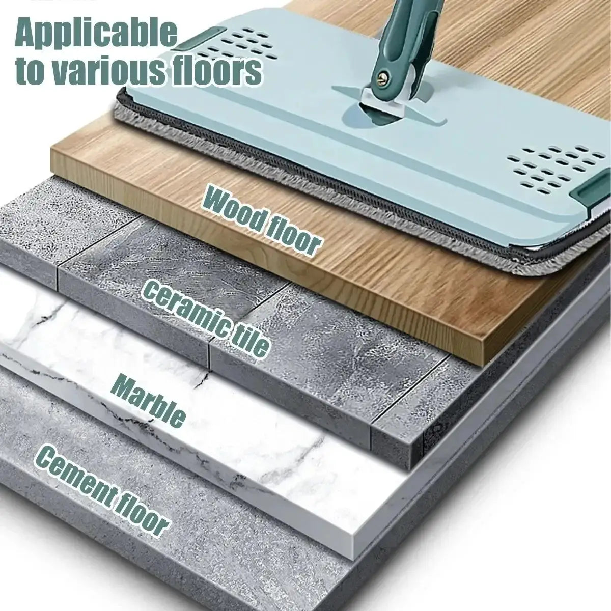 Flat Squeeze Mop with Bucket Hand Free Wringing Floor Cleaning Mop Microfiber Mop Pads Wet or Dry Usage on Hardwood Laminate from PriceLows™