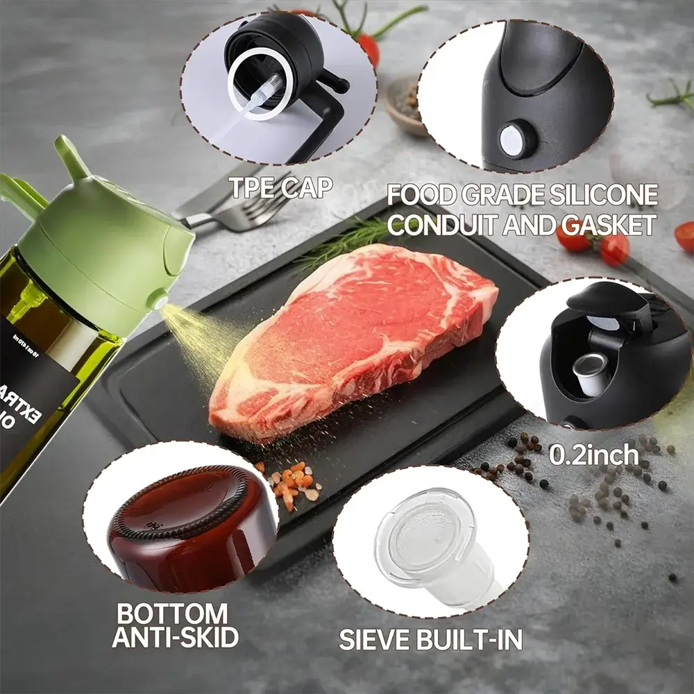 470 ml Oil Sprayer for Cooking,2-in-1 Olive Oil Dispenser and Oil Spray Bottle,Oil Spray with Stickers,Thick Glass Spray Bottle from PriceLows™
