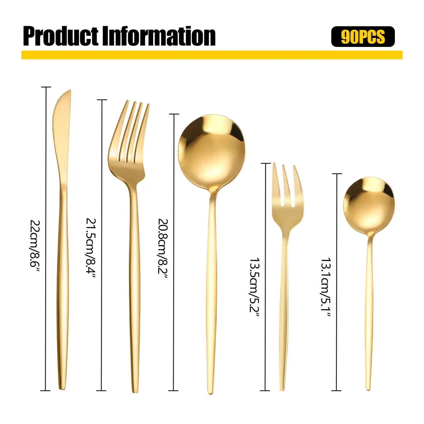 90Pcs Gold Stainless Steel Silverware - Heavy Duty Cutlery, 420 Stainless Steel Tableware Set for Wedding, Buffets, Restaurants from PriceLows™