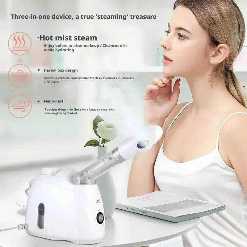 Nano Hot Mist Facial Steamer | 360 Rotatable Spray | EU Plug | Skin Moisture