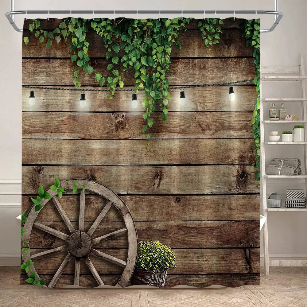Green Leaves Shower Curtains Tropical Leaf Garden Vine Plant Wall Hanging Fabric Home Bathroom Decor Bath Curtain Set with Hooks from PriceLows™
