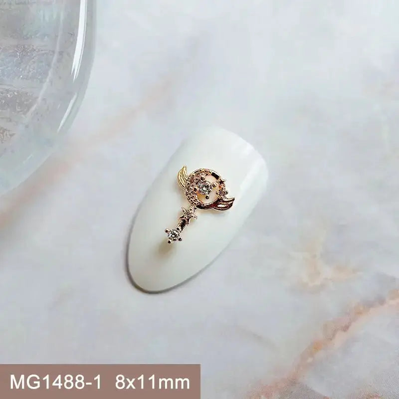 10pcs Valentine's Day Pink Love Heart Ribbon Zircon Metal Nails Jewelry Decorations Nail Art Accessories Charms Parts Supplies from PriceLows™