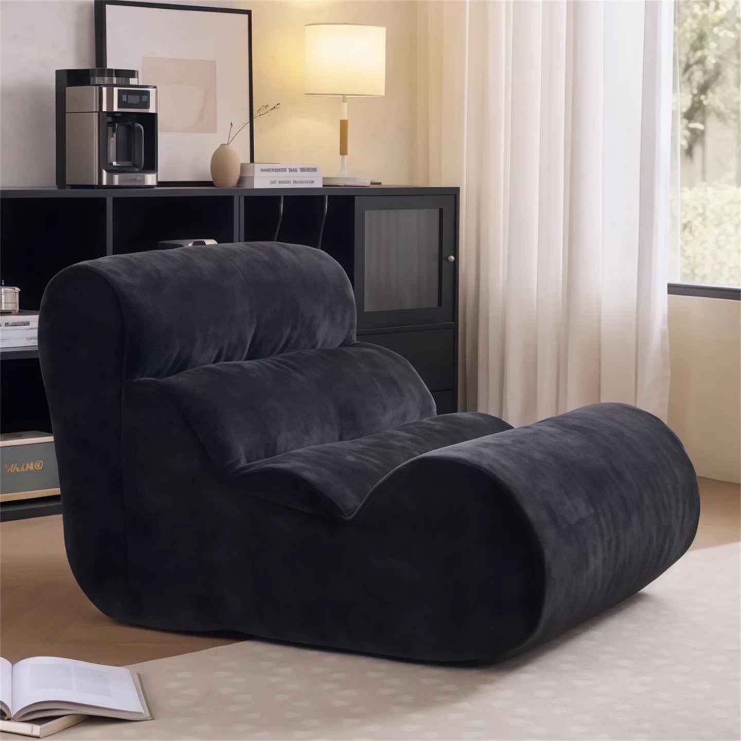 Lounge Chair | Velvet Fabric | No Assembly | One Size