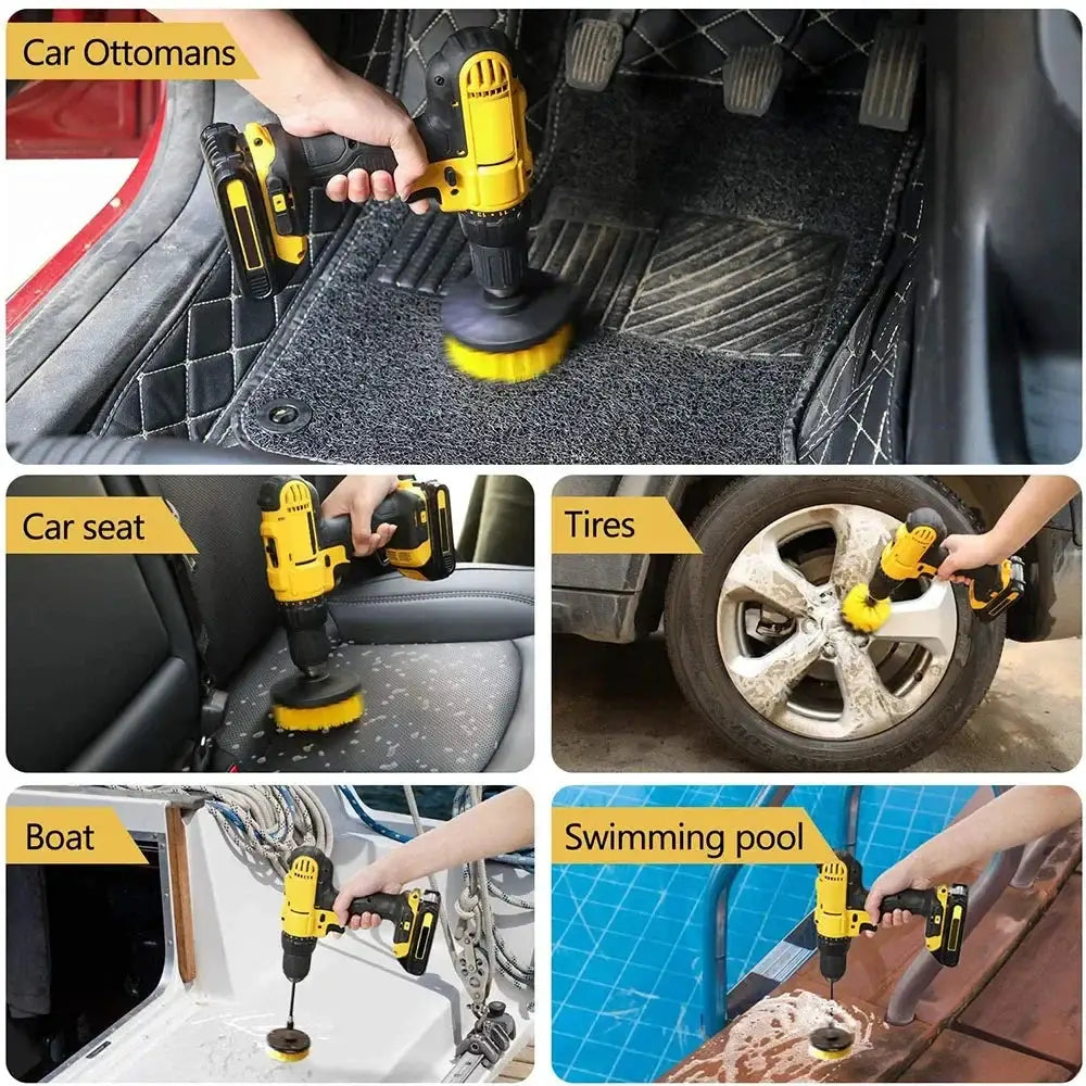 Drill Brush Attachment Set Power Scrubber Wash Cleaning Brushes Tool Kit with Extension for Clean Glass windows Kitchen Toilet from PriceLows™
