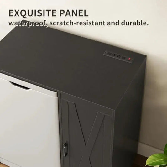 Mini Fridge Cabinet with Storage, Coffee Bar Cabinet with Power Outlet,Fits 24" Wine Fridge, 3-Tier Organizer from PriceLows™