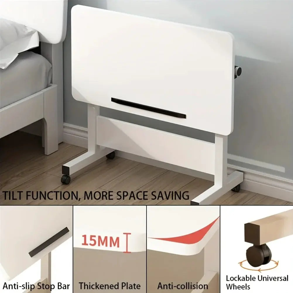 Adjustable Height Mobile Standing Desk - Small Rolling Stand Up Desk with Wheels, 80x40cm Home Office Workstation from PriceLows™