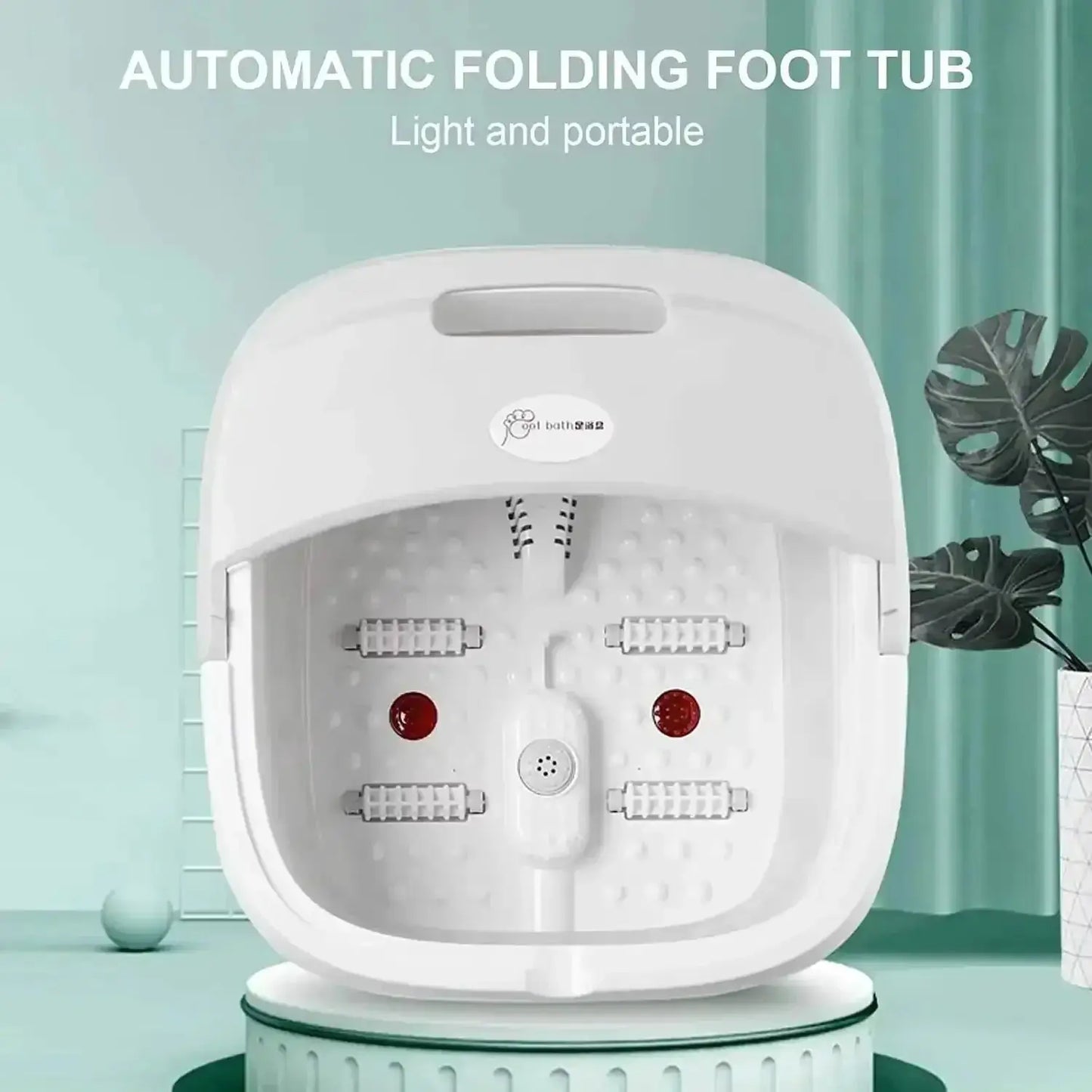 Folding Foot Bath Massager | 4 Rollers | Heat Vibration With Remote