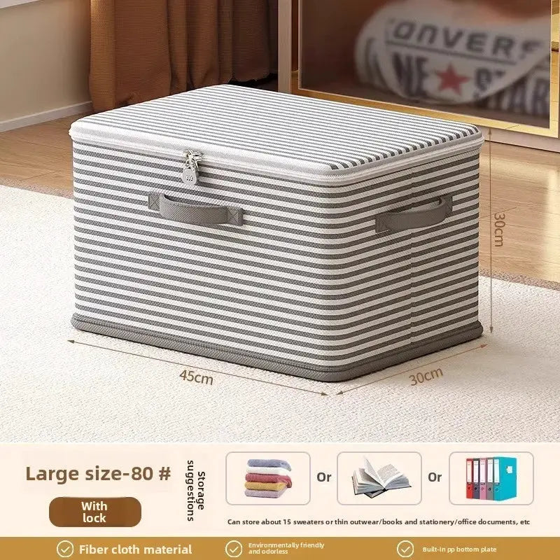 Lockable storage box, used for organizing clothes, blankets, toys in wardrobes, foldable password storage box from PriceLows™