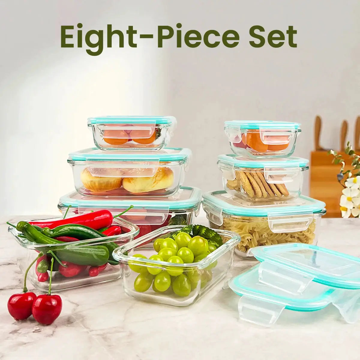8pcs Glass Food Storage Containers Set Lunch Box Leakproof Airtight Microwave & Oven Safe Stackable Kitchen Organizers from PriceLows™