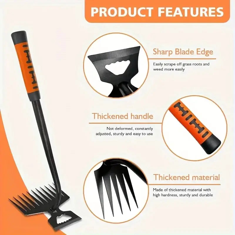 2 In 1 Garden Weeding Rake | Carbon Steel | 5 6 11 Teeth