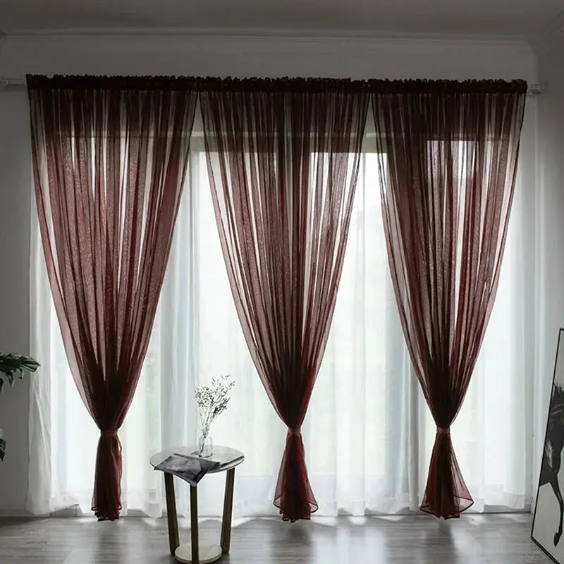 100x200cm 1PC Solid Color Sheer Curtain For Living Room Window String Curtains Bedroom Drape Panel Tulle Treatments from PriceLows™