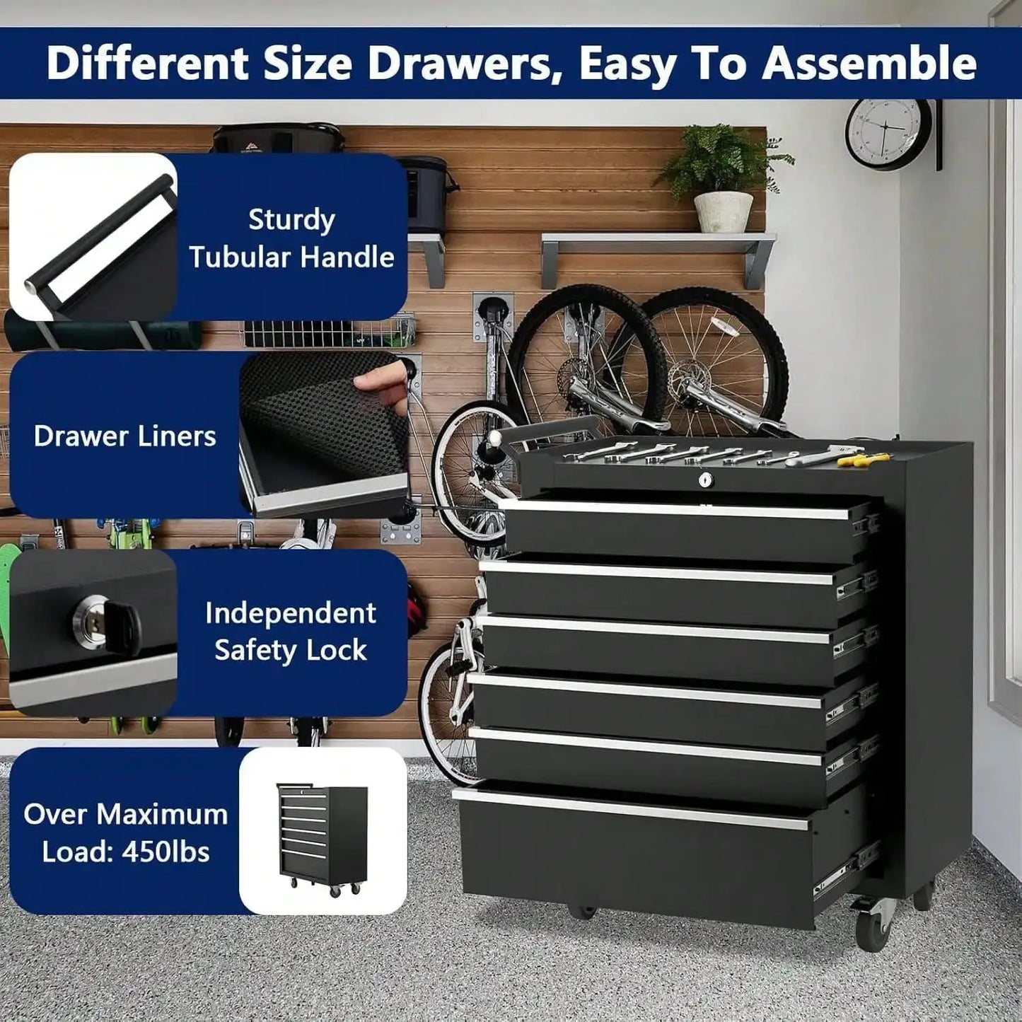 Tool Box, 6-Drawer Rolling Tool Chest Locking System, Lockable Wheels & Sliding Drawers, 24 Inch Heavy-Duty Tool Storage Cabinet For Garage Workshop Warehouse Repair Shop Rolling Tool Chest, 6 Drawers Tool Storage Cabinet, To from PriceLows™