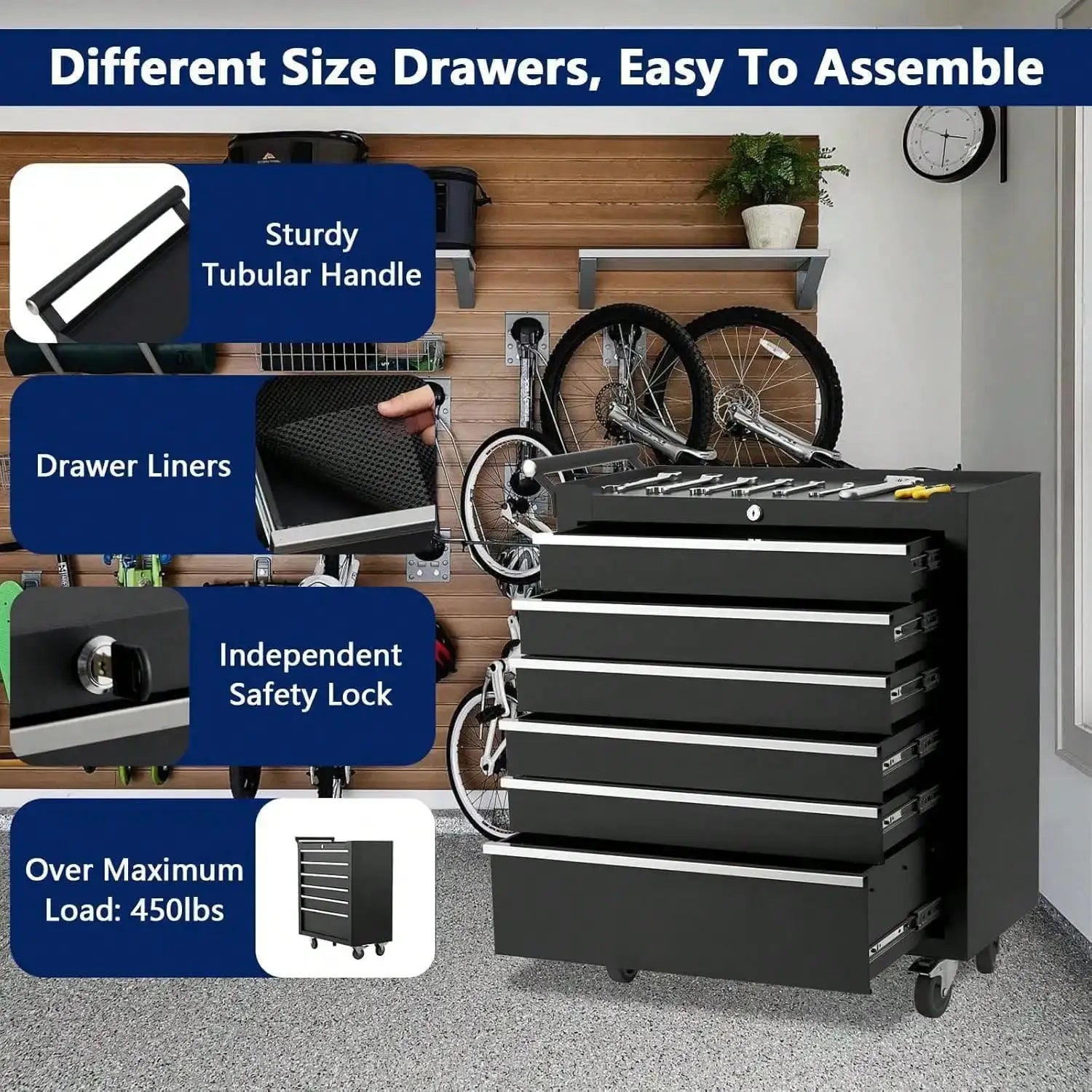 Tool Box, 6-Drawer Rolling Tool Chest Locking System, Lockable Wheels & Sliding Drawers, 24 Inch Heavy-Duty Tool Storage Cabinet For Garage Workshop Warehouse Repair Shop Rolling Tool Chest, 6 Drawers Tool Storage Cabinet, To from PriceLows™