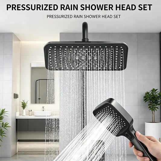 360° Swivel Rainfall Shower System, High Pressure Overhead & Multi-Mode Handheld Combo with Universal Fit,Water Saving from PriceLows™