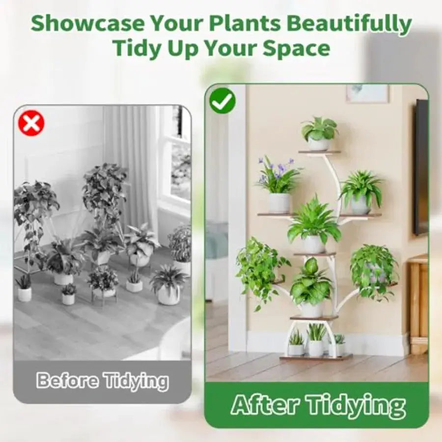 Plant Stand Indoor with Grow Lights 6 Tiered Plant Shelf Indoor 50" Corner Plant Stands for Indoor Plants Lighted Tree-Shaped P from PriceLows™