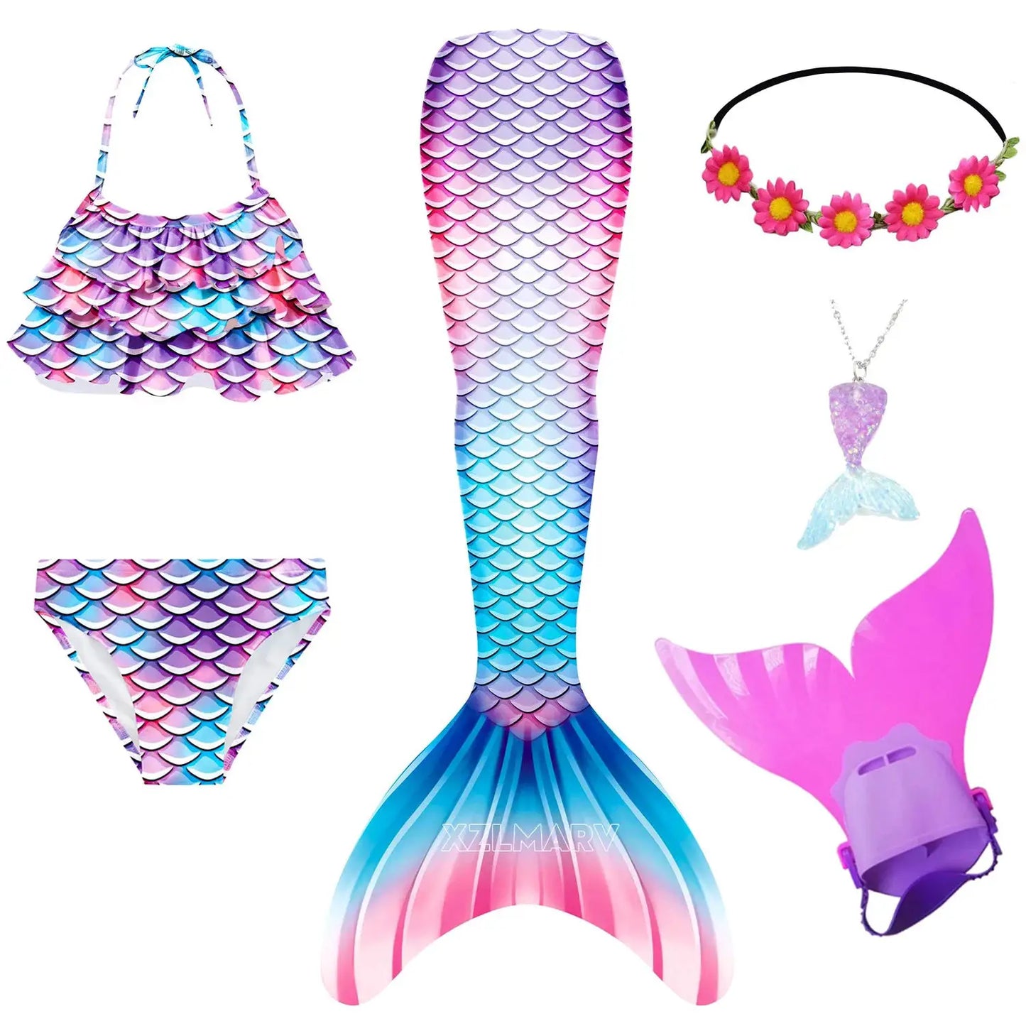 Mermaid Costume for Girl Mermaid Tail for Swimming Can Add Monofin Fin Girls Ariel Mermaid Costumes Cosplay Birthday Gift from PriceLows™