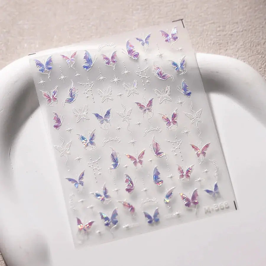 1Pcs 5D Embossed Aurora Butterfly Nail Art Stickers Self Adhesive Decals For Nails Decoration DIY 3D Acrylic Nail Supplies Parts from PriceLows™