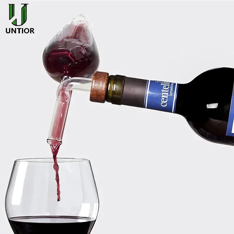 UNTIOR Red Wine Aerator Transparent Round/Peach Shaped Wine Bottle Portable Pourer & Quick Decanter Spout Glass Sobering Device from PriceLows™
