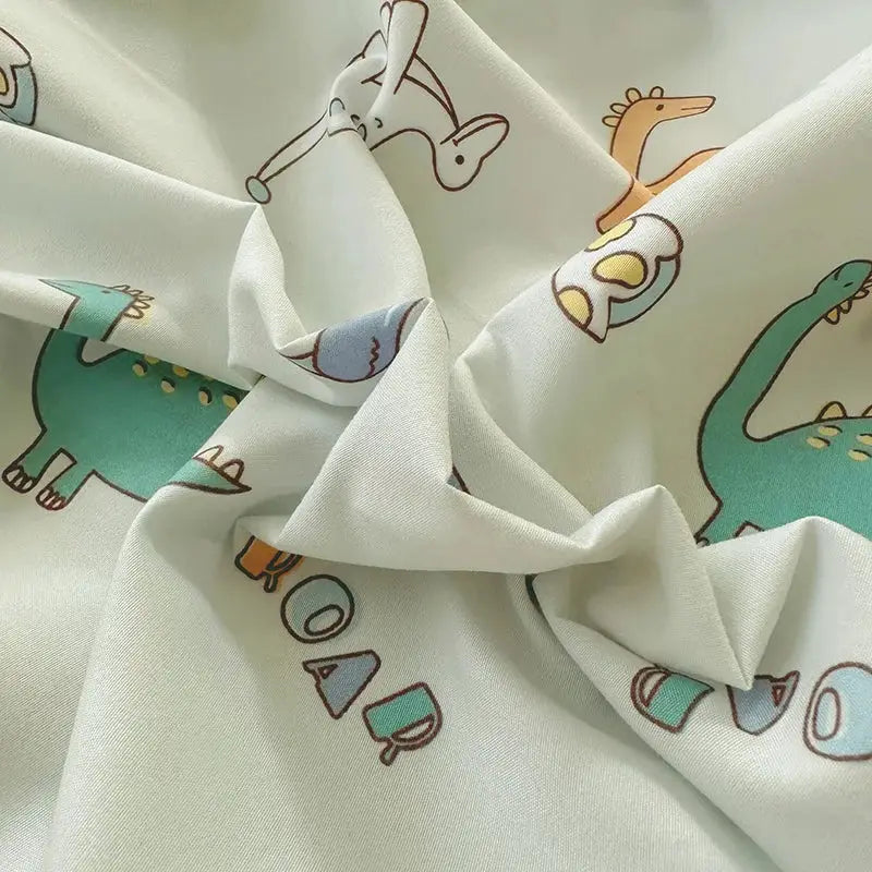 Cartoon Dinosaurs Fitted Sheet 1Pc Kawaii Mattress Cover Wild Animal Flower Leaf Bedding Set for Boys Girls Adult No Pillowcases from PriceLows™