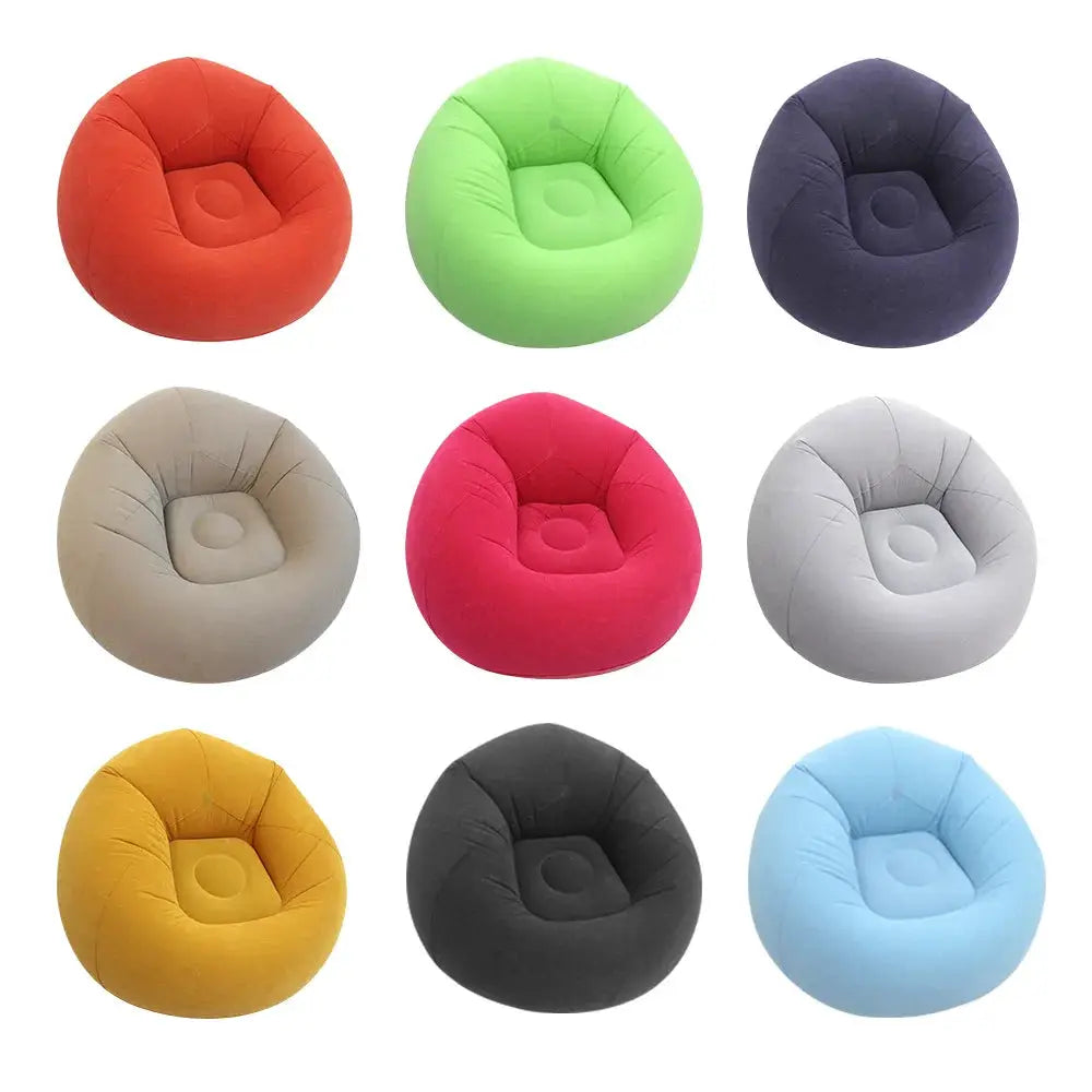 Single Flocked Inflatable Lazy Sofa, Foldable Bean Bag Ball Shaped Inflatable Chair for Indoor Outdoor Leisure Use from PriceLows™