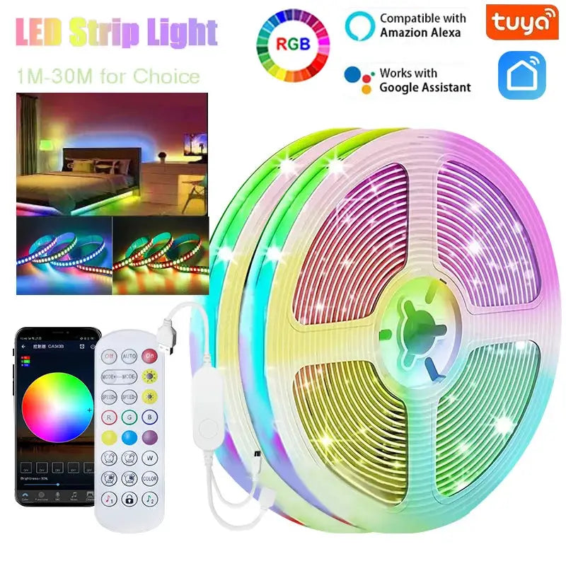 WS2812B RGBIC 5050RGB LED Strip Light App Control Chasing Effect Lights Flexible Tape Diode Ribbon TV BackLight Room Decorate from PriceLows™