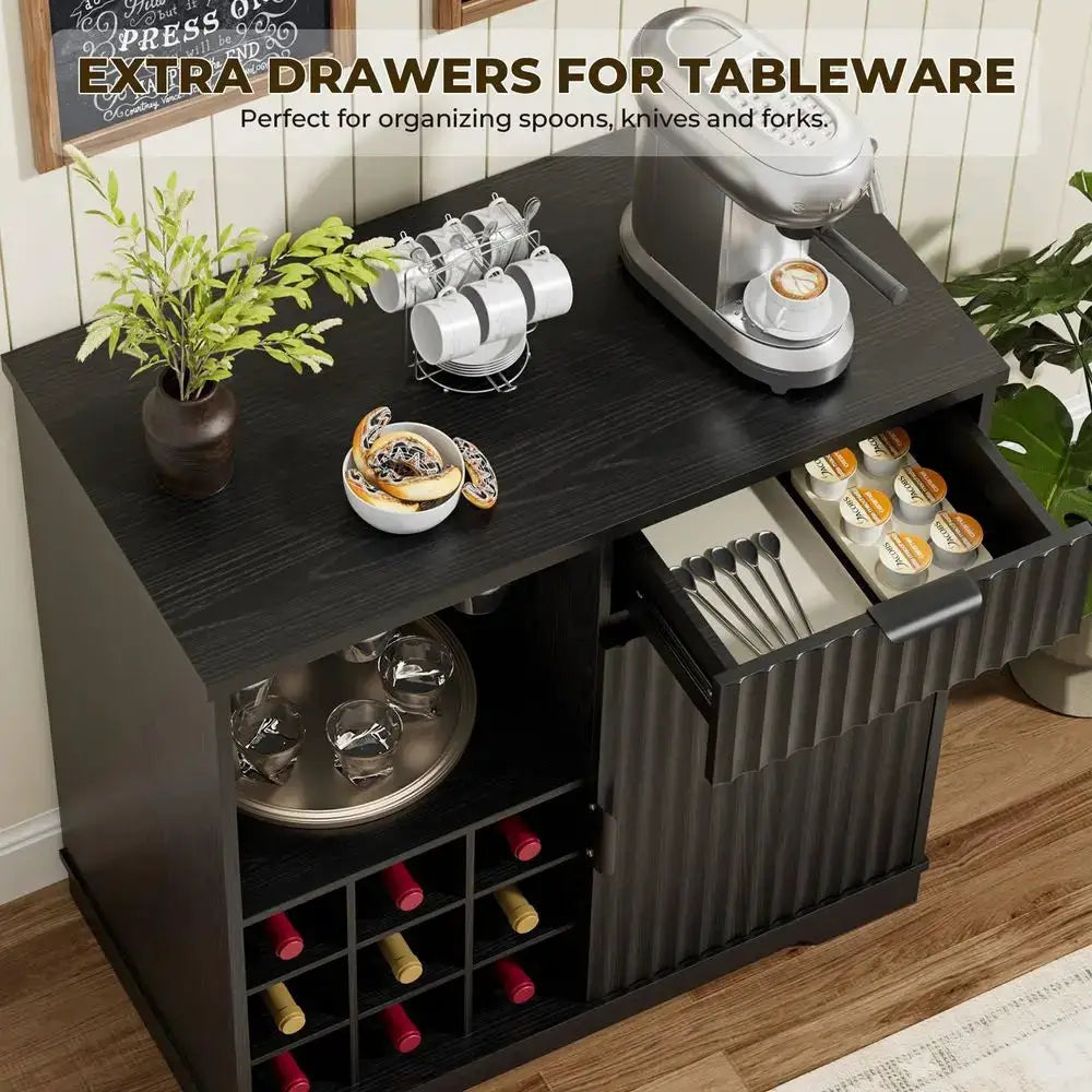Coffee Bar Cabinet, Modern Liquor Cabinet with Glass Holder amp Wine Rack, Wine Bar Cabinets with Storage, Buffet Sideboard for from PriceLows™