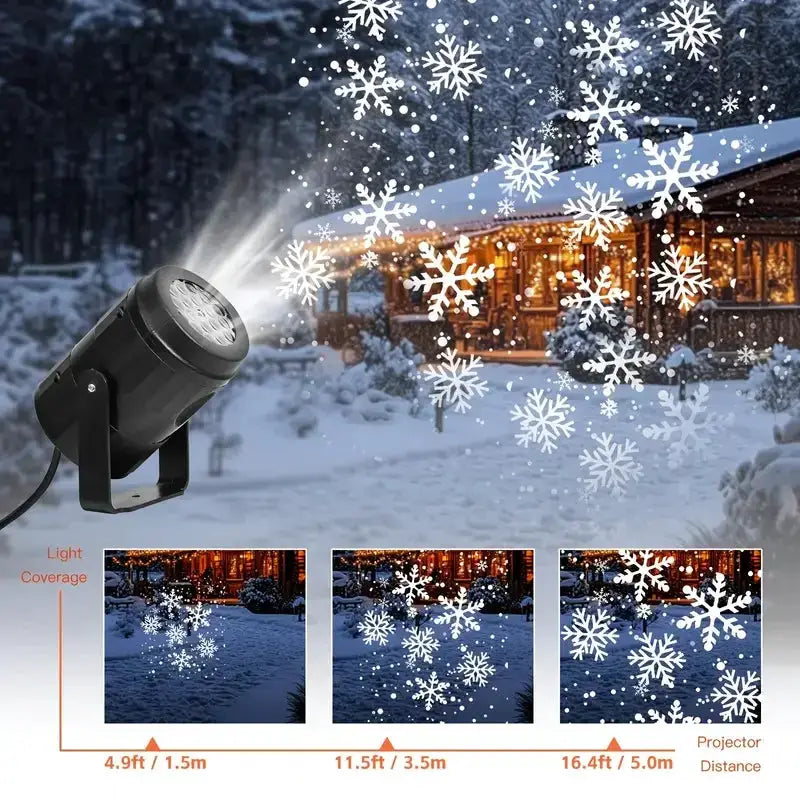 Christmas Snowflake Projector | USB Powered | Rotating Patterns | Black Plastic