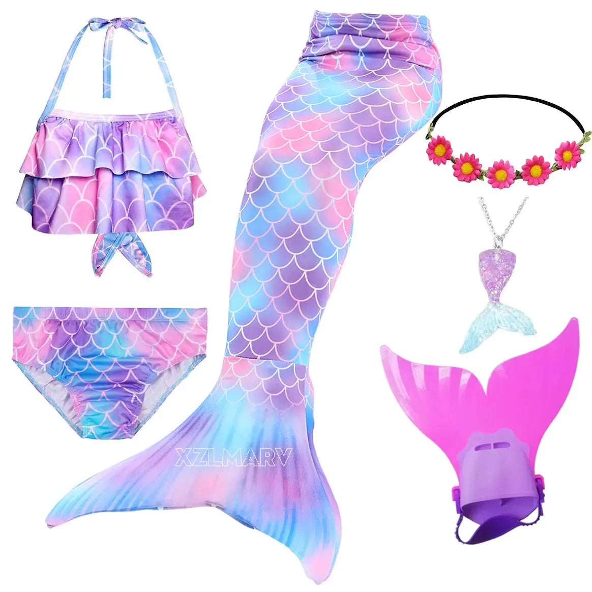 Mermaid Costume for Girl Mermaid Tail for Swimming Can Add Monofin Fin Girls Ariel Mermaid Costumes Cosplay Birthday Gift from PriceLows™