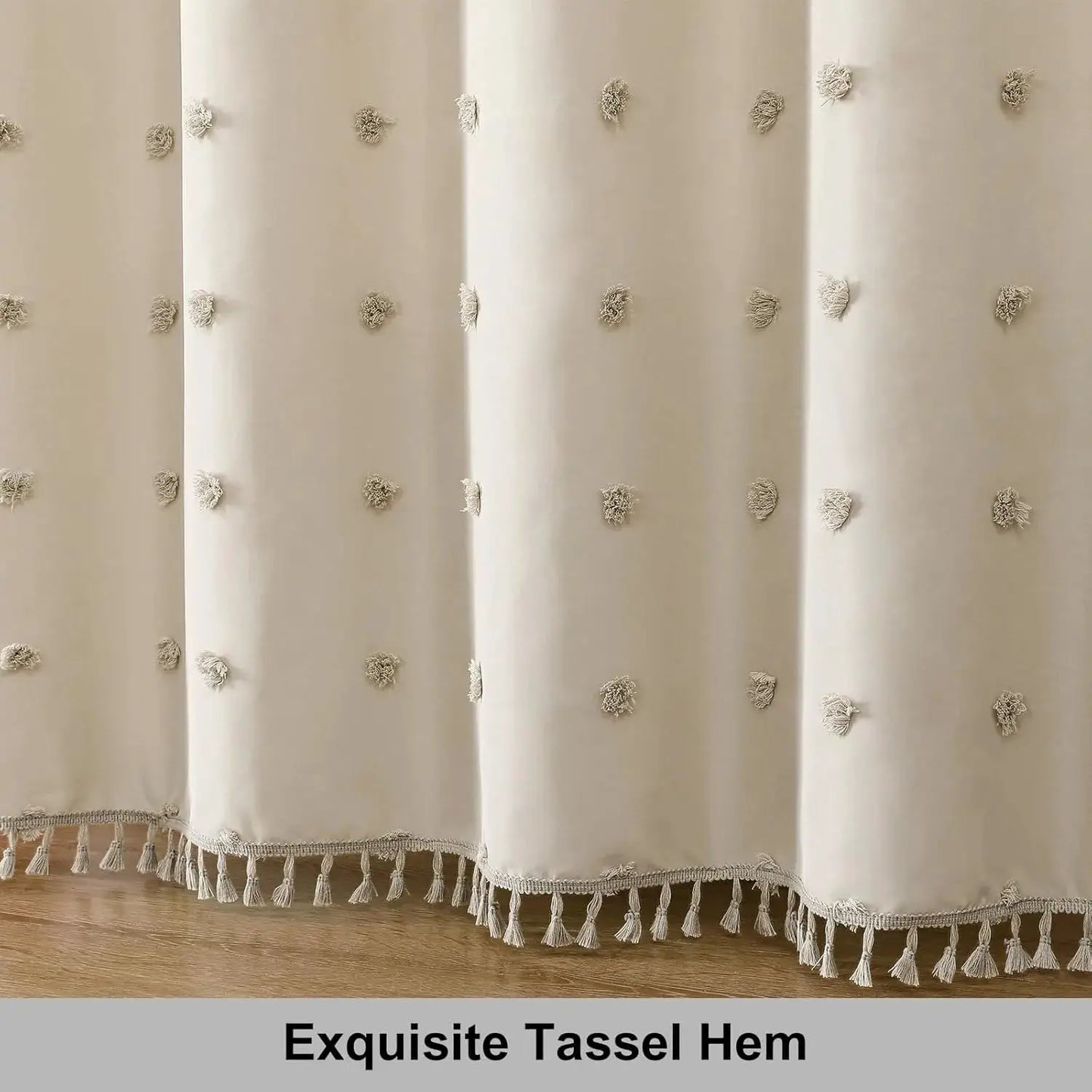 Bohemian Chic Polka Dot Shower Curtain with White Hooks - , Machine Washable Polyester Bathroom Decor from PriceLows™