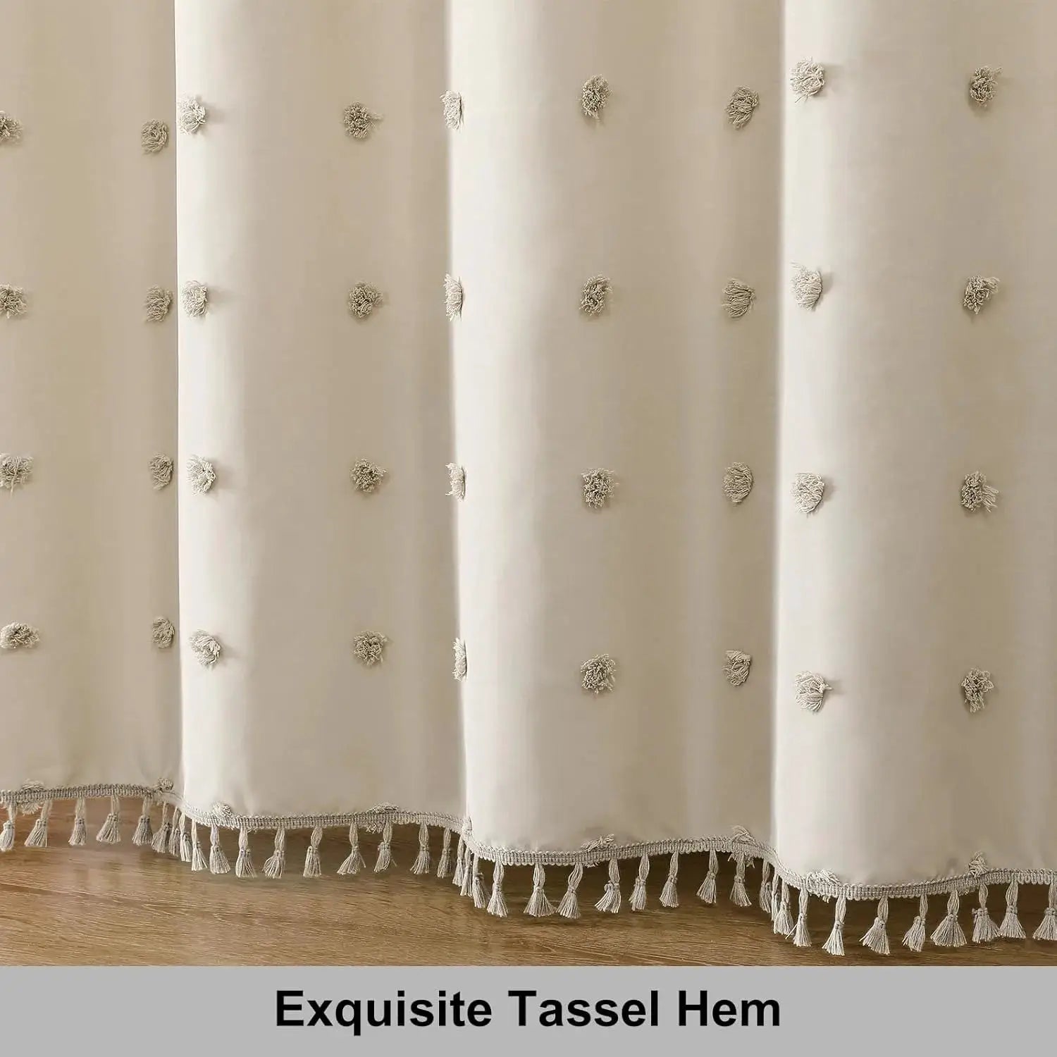 Bohemian Chic Polka Dot Shower Curtain with White Hooks - , Machine Washable Polyester Bathroom Decor from PriceLows™
