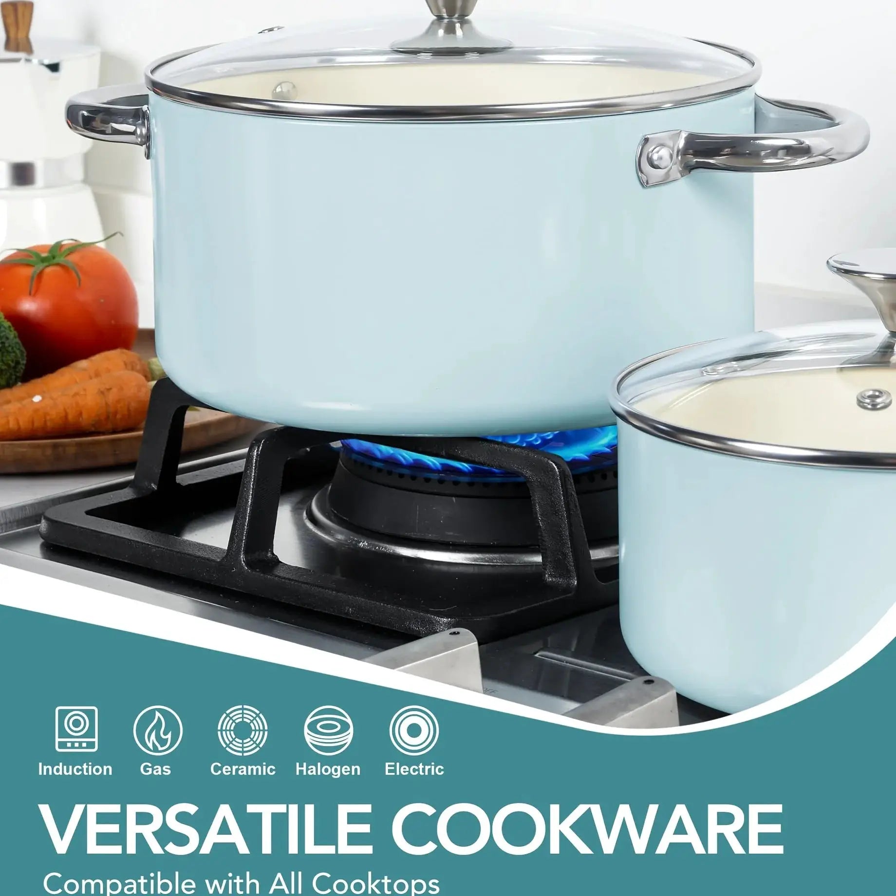 Pots And Pans Set Non Stick - Ceramic Cookware Set Non Toxic, 8pcs Nonstick Pots And Pans with Ergonomic Handle, Dishwasher Safe from PriceLows™