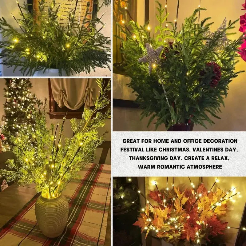 LED Christmas Tree Branch Lights Battery Operated Bendable Twig Branch Lights For Home Indoor Vase Holiday Festival Decoration from PriceLows™